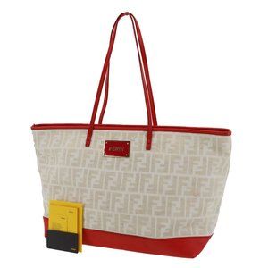 FENDI Roll Tote Zucca Canvas and Leather Tote